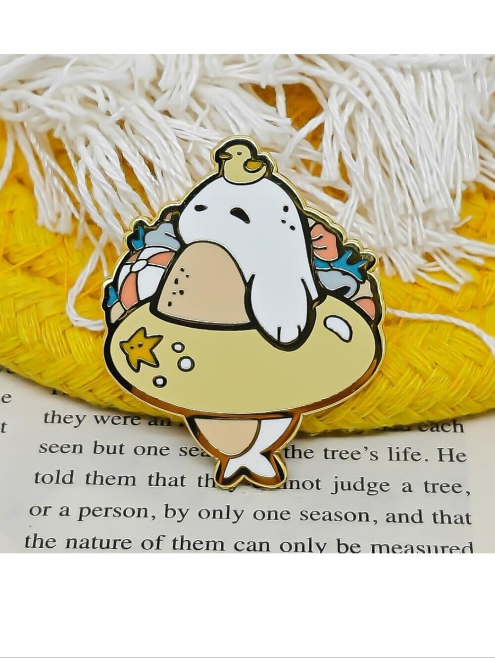 Cute Seal Enamel Pin with Yellow Float & Duck